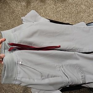 Figs Gray Scrub Pants with Red Drawstring